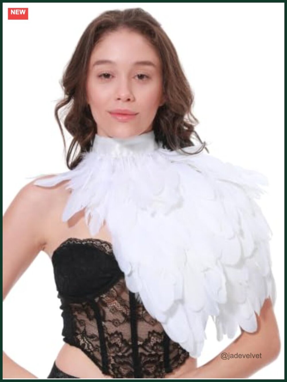 Feather Cape Shawl Witch Wings Cosplay Costume Collar Handmade Rooster Feather